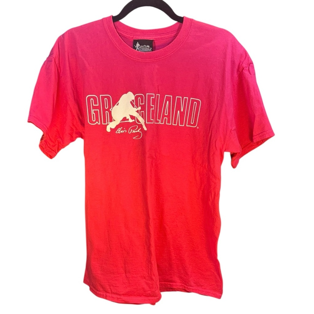 Elvis Presley Graceland Size L Cotton Pink T-Shirt Authentic Rock Music Memphis